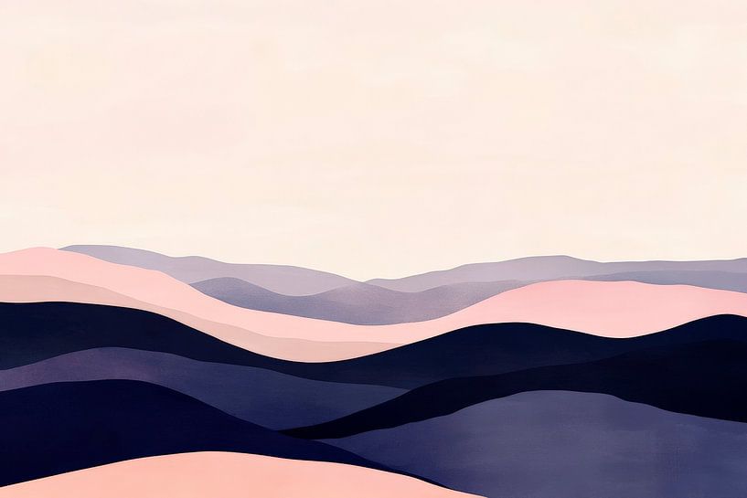 Glooiende heuvels in pastelkleuren van Poster Art Shop