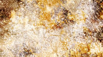 Zonsopgang in het bos, moderne Scandinavische abstractie in goud van Mad Dog Art