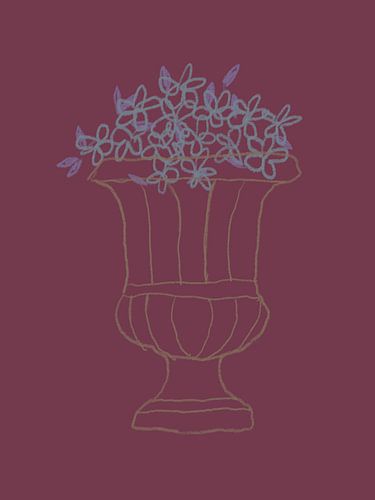 Illustration : Nature morte moderne en rose vif, jaune et bleu