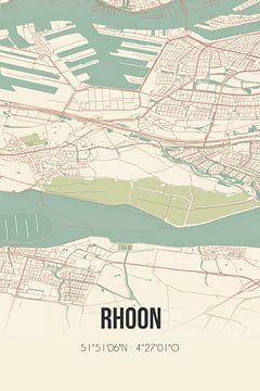 Vintage landkaart van Rhoon (Zuid-Holland) van Rezona