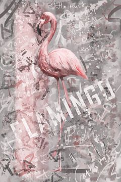 Flamingo-Illustration im Graffiti-Stil. von Emiel de Lange