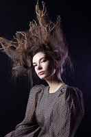 Vrouw met takken in het haar