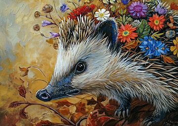 Hedgehog in Flowers by Wonderful Art
