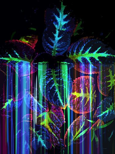Tropical neon leafs I