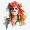 Aquarell Piratenfrau #3 von Chromatic Fusion Studio