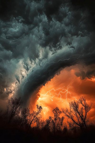 Dramatic thunderstorm atmosphere in the evening by Poster Art Shop