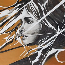 Painting "Striped woman" by Schilderij op Maat XL