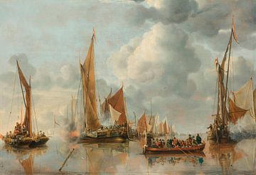 Die Heimatflotte beim Salutieren vor dem Staatskahn, Jan van de Cappelle