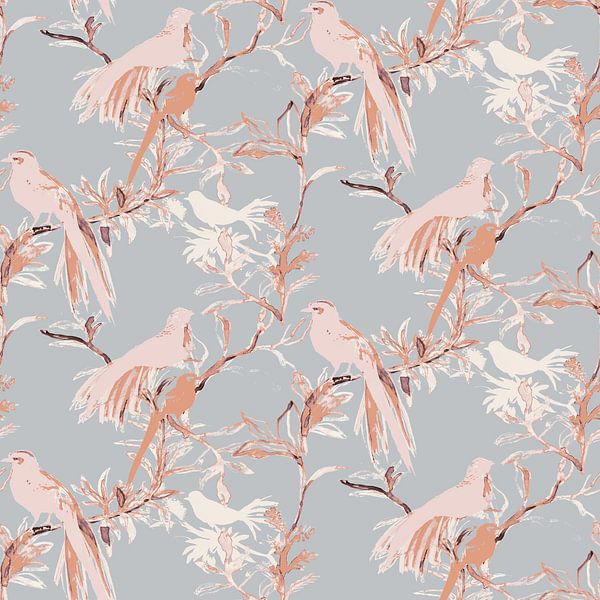 Birds Pink and Grey by Gemma Bardot