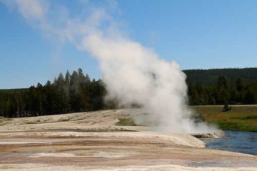 Steam and water of a geyser