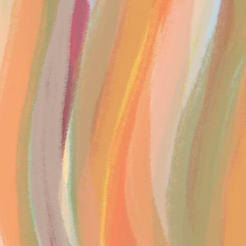 Modern abstract. Penseelstreken in roze, oranje, groen, paars, terra van Dina Dankers