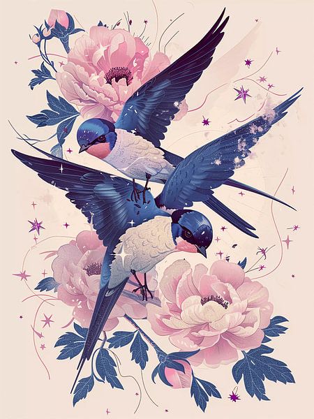 Chinese birds with peonies by haroulita