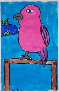 Roze papegaai van Cynthia Seinen