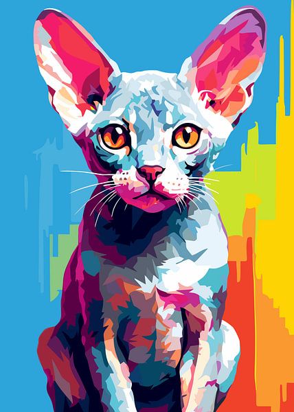 Katze Tier WPAP Pop Art Farbe Stil von Mason Scott