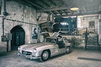 Mercedes 300 SL en noir et blanc