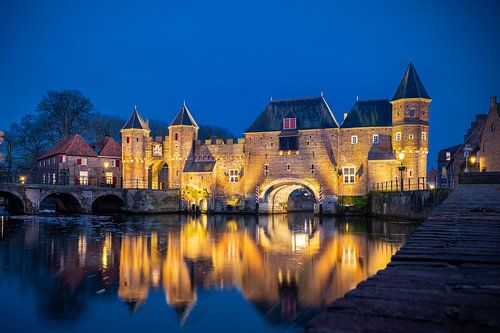Medieval Fortified Wall in the center of an old Dutch city on the Veluwe. famous Tourist and authent