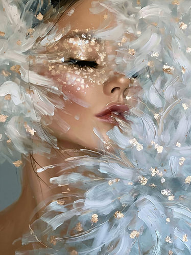Showgirl tussen witte veren