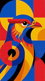 Moderne geometrische Vogel-Wandkunst – Abstrakter Adler im Kubismus-Stil von VICTOR S