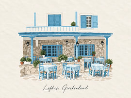 A little terrace in Lefkada, Greece