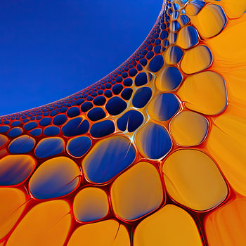 blue and yellow abstract cells