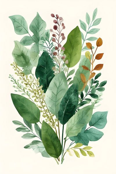 Üppiger Aquarell-Blumenstrauß von pungky setiawan