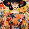 Blüten | Modernes Frauenporträt von Wunderbare Kunst