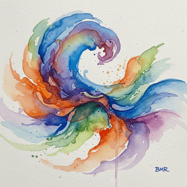 A vibrant composition with dynamic shapes by Beau Roos