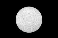 Witte bol opgebouwd met pixels.