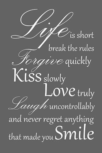 Life is short – Typografie Kunst – Donkergrijs