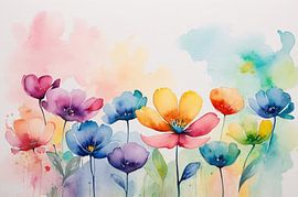 Watercolour flowers in soft colours by Art & Soul Creations