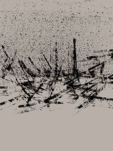 Abstract schilderij met penseelstreken en texturen