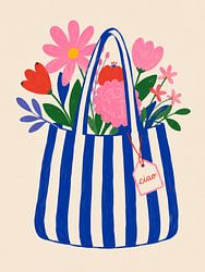 A bag full of flowers, a summery illustration