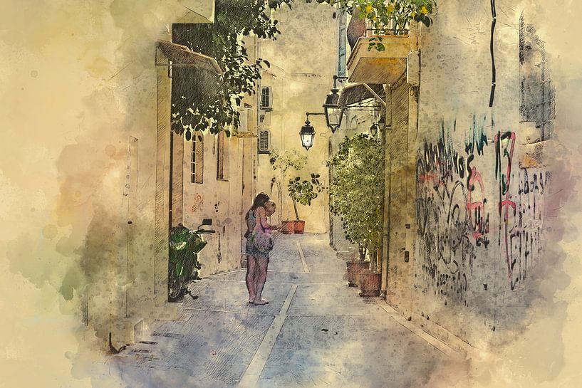 een oude straat op het eiland Kreta van eric van der eijk