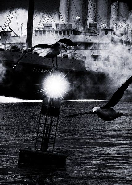 Retro – Klassiek Titanic de afvaart begeleid door meeuwen van Jan Keteleer (JanKé): Een reis voorbij het canvas