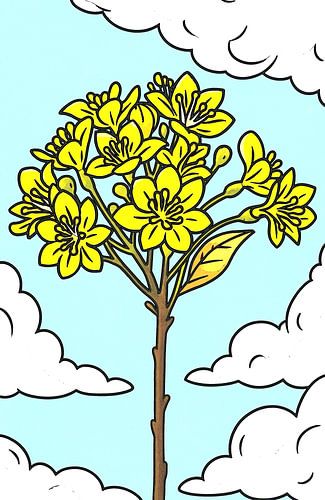 Gelbe Blüten vor blauem Himmel von Jose Lok