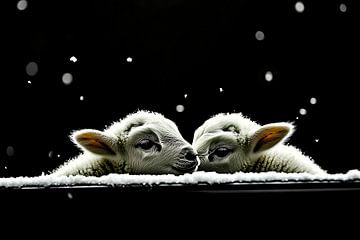 Schattige lammetjes in de sneeuw van Imperial Art House