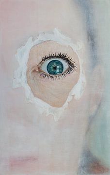 Introvert - photorealistic painting of eye