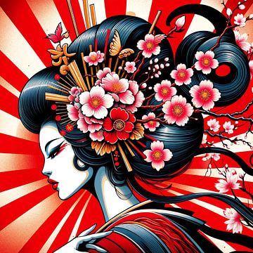 Stralend en krachtig: Geisha als bloemenwervel van artefacti