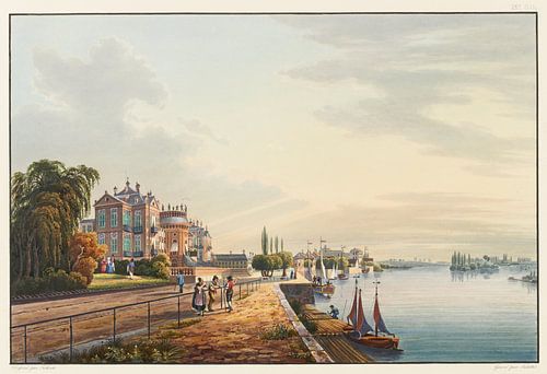 Gezicht op kasteel Biberich, residentie van Z.D.H. de groothertog van Nassau, Johann Ludwig Bleuler