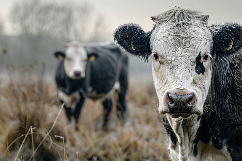 Cows in a misty field portrait by Imperial Art House