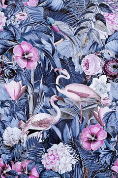 Flamingos in the midnight jungle by Andrea Haase