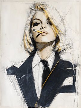 Woman with cigarette sketch by IamHome Studio