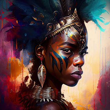 Mächtige afrikanische Kriegerin #4 von Chromatic Fusion Studio