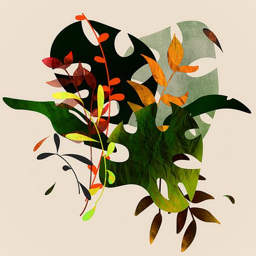 Dessin botanique de feuilles de différentes couleurs. sur Bianca van Dijk