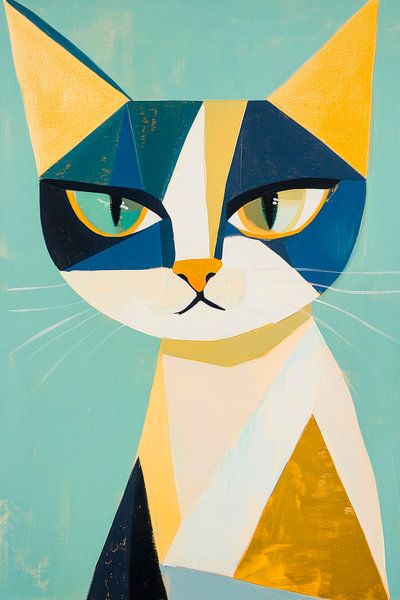 Geometric elegance - cat portrait by Poster Art Shop