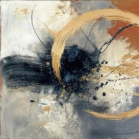 Abstrakte Malerei - Orange Schwarz Gold Dynamisch und Modern von Joriali Abstrakte Kunst