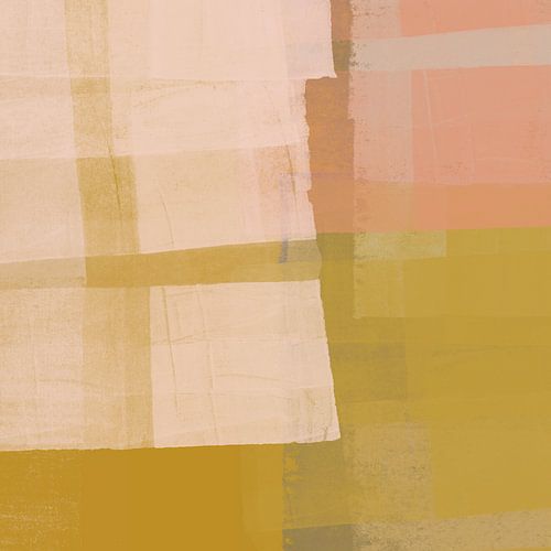 Abstracte vormen en lijnen in oker, wit, roze, taupe III