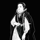 Portret van een onbekende  edelvrouw in zwarte mantel en  koraalkralen van Zoë Hoetmer thumbnail
