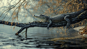 Krokodil in der Abenddämmerung