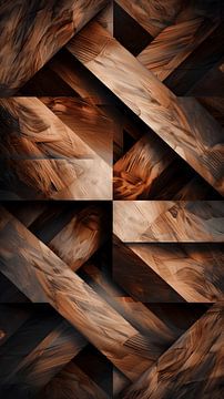 Houten Geometrie Behang van Surreal Media